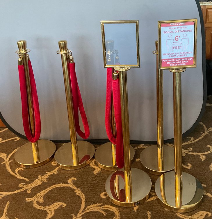 Global Gold-Tone Stanchions and Velvet Dividers