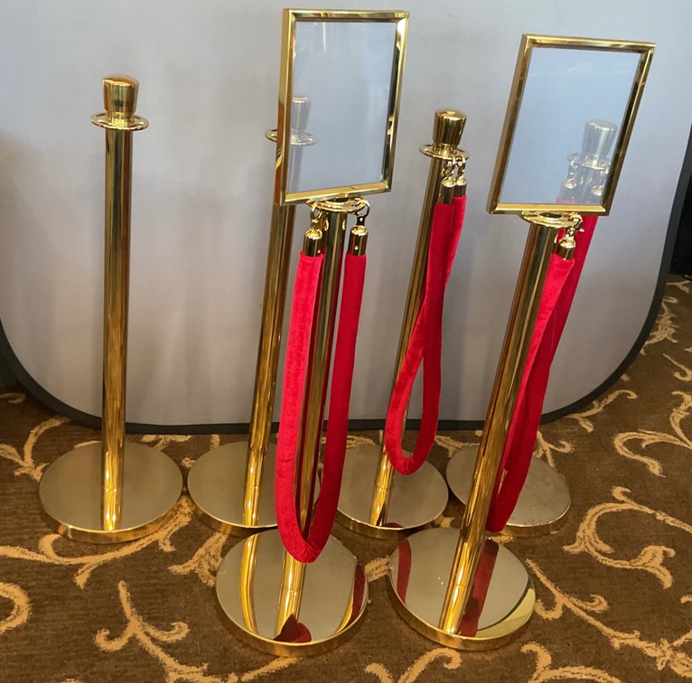 Global Gold-Tone Stanchions and Velvet Ropes
