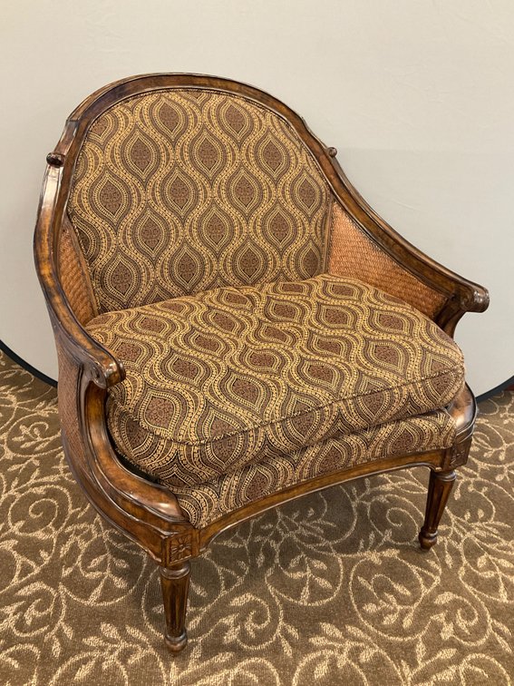 Upholstered Cane Armchair