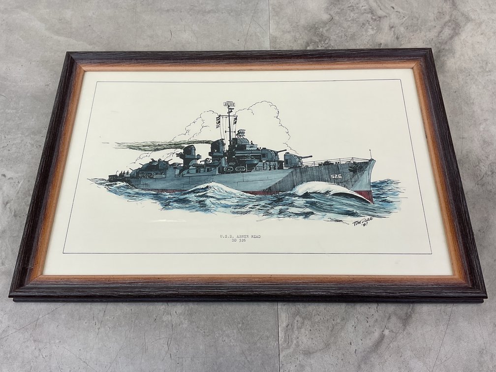 Framed USS Abner Read Watercolor