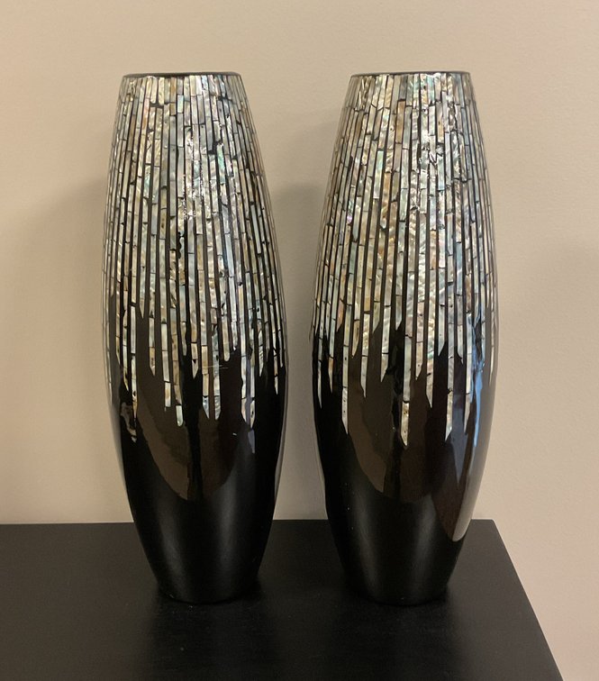 Abalone Inlaid Vases