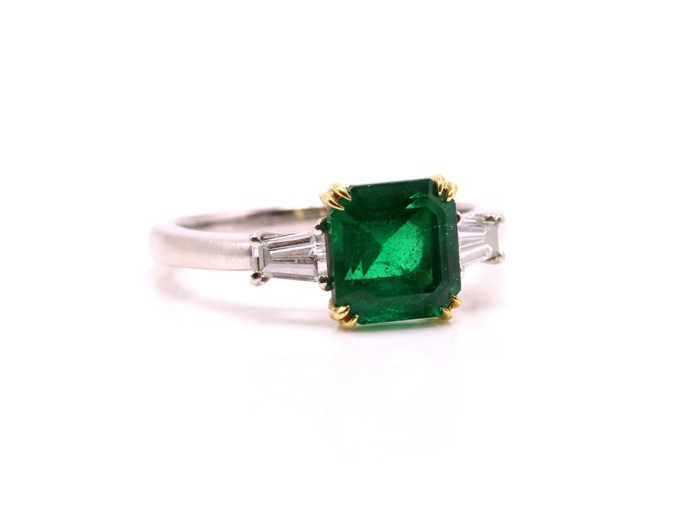 Image for 18k WG/YG Emerald Diamond Ring