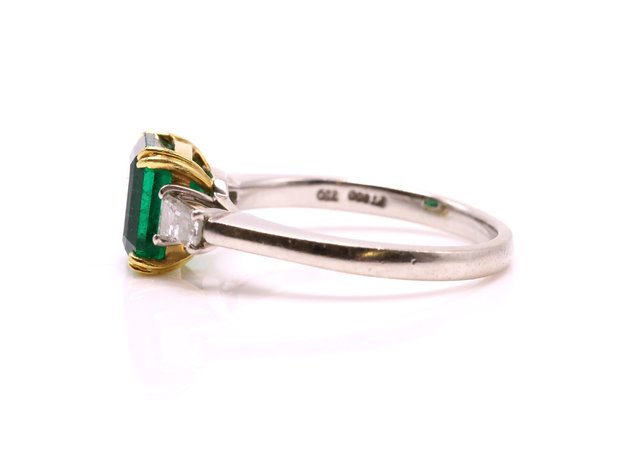 Image for 18k WG/YG Emerald Diamond Ring