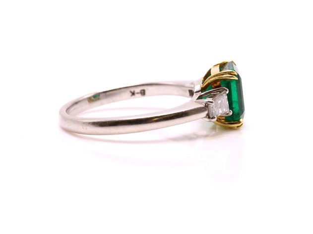 Image for 18k WG/YG Emerald Diamond Ring
