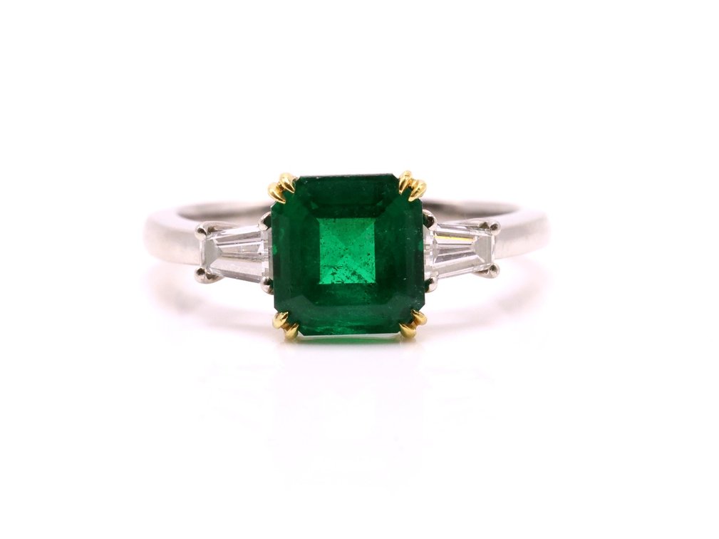 Image for 18k WG/YG Emerald Diamond Ring