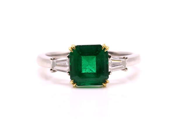 Image for 18k WG/YG Emerald Diamond Ring