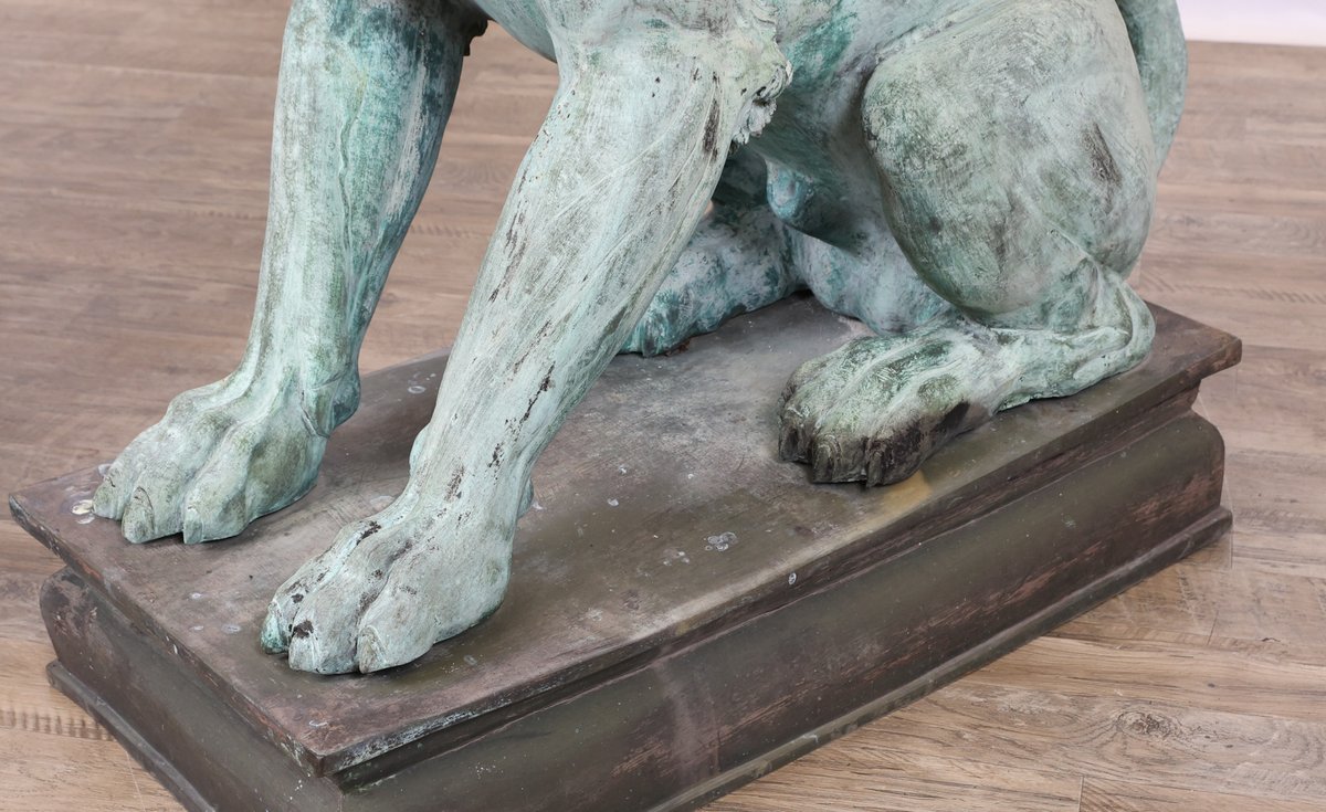Image for Monumental Patinated Bronze Winged Lion Guardian Statues