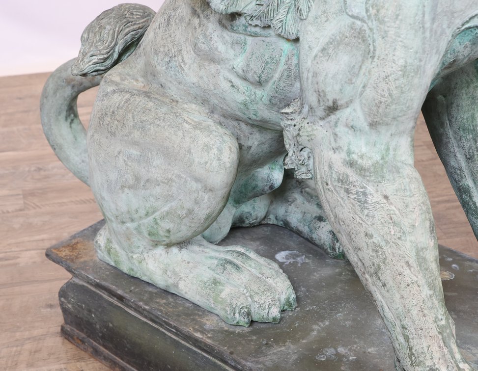 Image for Monumental Patinated Bronze Winged Lion Guardian Statues