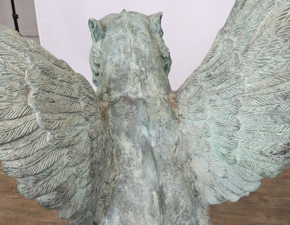 Image for Monumental Patinated Bronze Winged Lion Guardian Statues