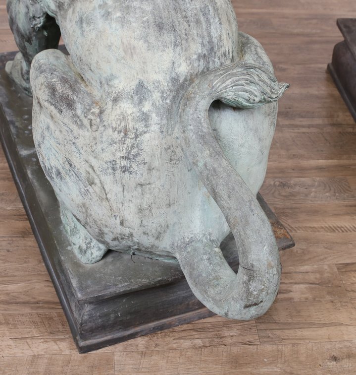 Image for Monumental Patinated Bronze Winged Lion Guardian Statues