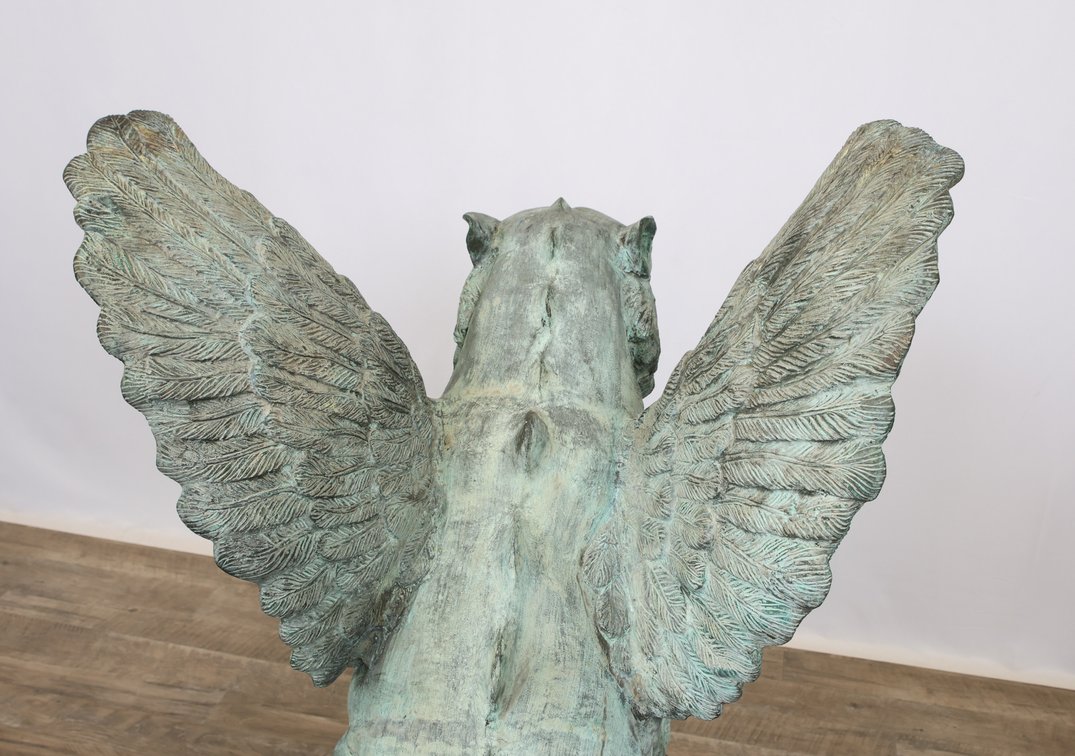 Image for Monumental Patinated Bronze Winged Lion Guardian Statues