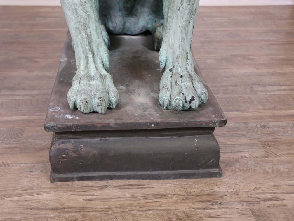 Image for Monumental Patinated Bronze Winged Lion Guardian Statues