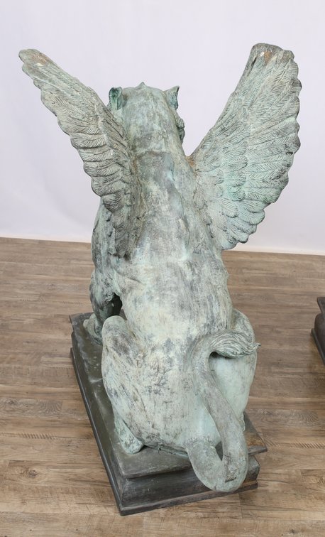 Image for Monumental Patinated Bronze Winged Lion Guardian Statues