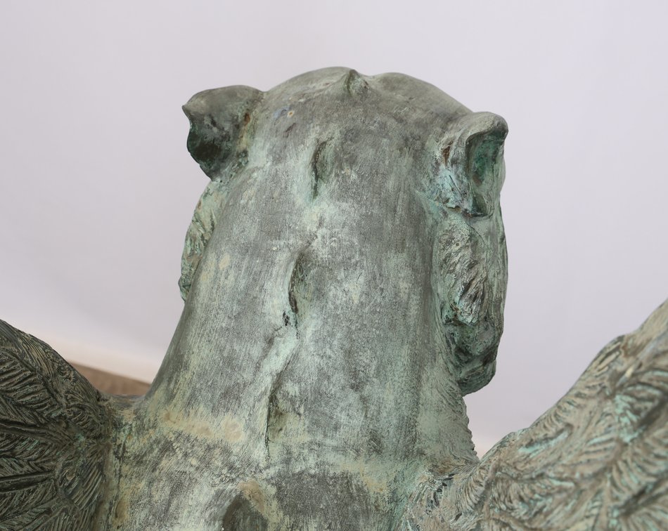 Image for Monumental Patinated Bronze Winged Lion Guardian Statues
