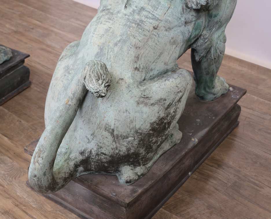 Image for Monumental Patinated Bronze Winged Lion Guardian Statues