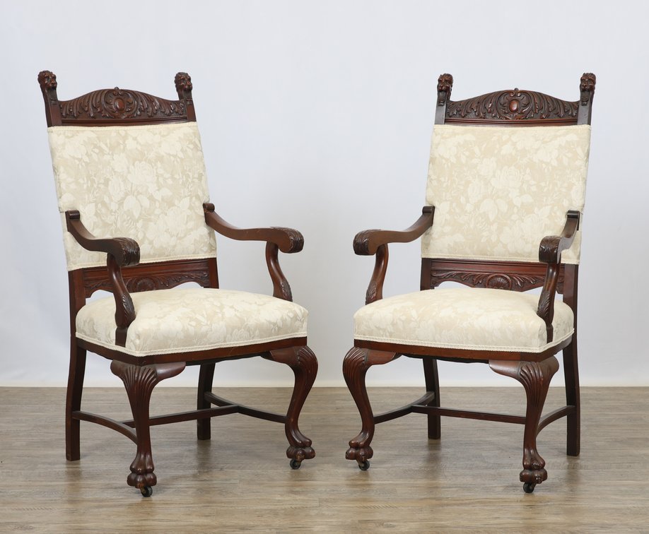 Image for R.J. Horner and Co. Carved Lion's Head Dining Chairs