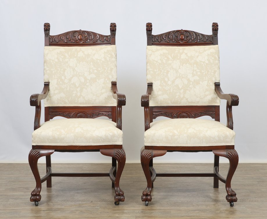 Image for R.J. Horner and Co. Carved Lion's Head Dining Chairs