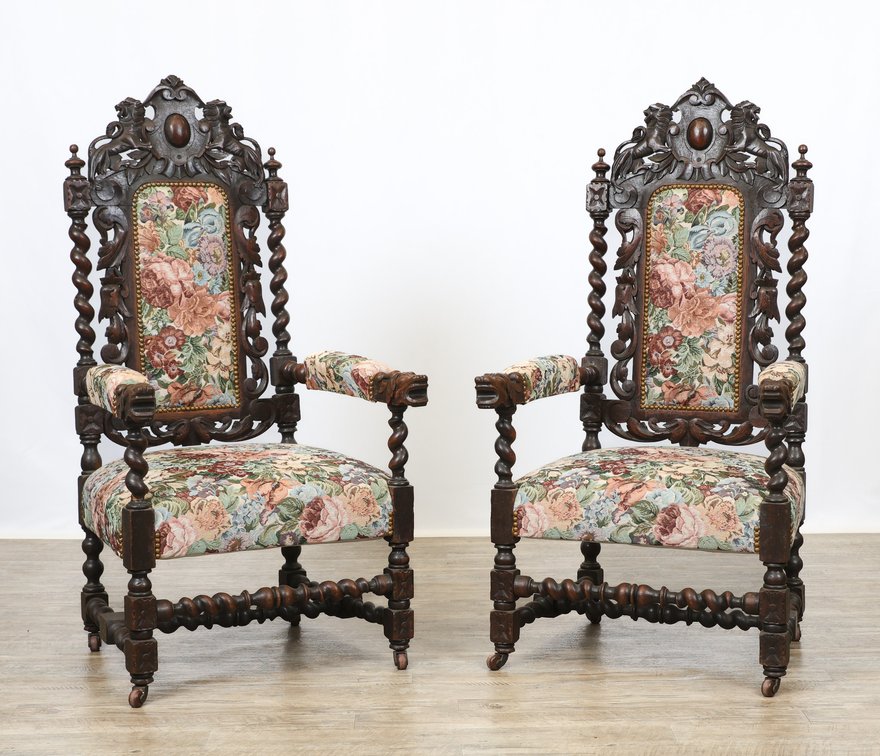 Image for Carved Oak Dining Chairs