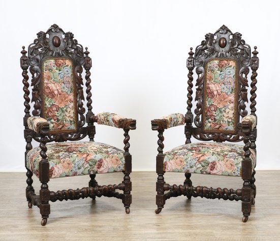 Image for Carved Oak Dining Chairs
