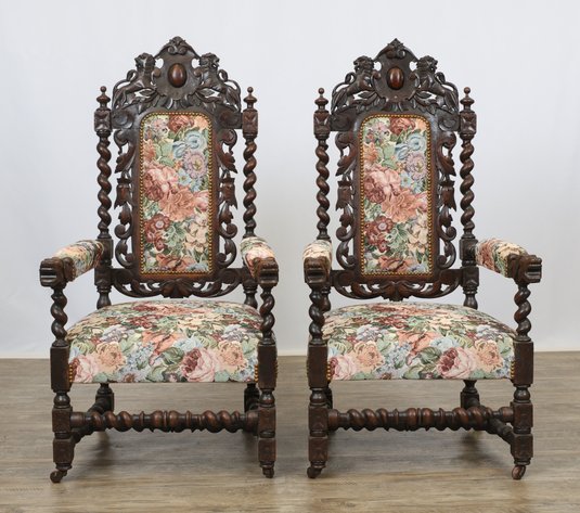 Image for Carved Oak Dining Chairs