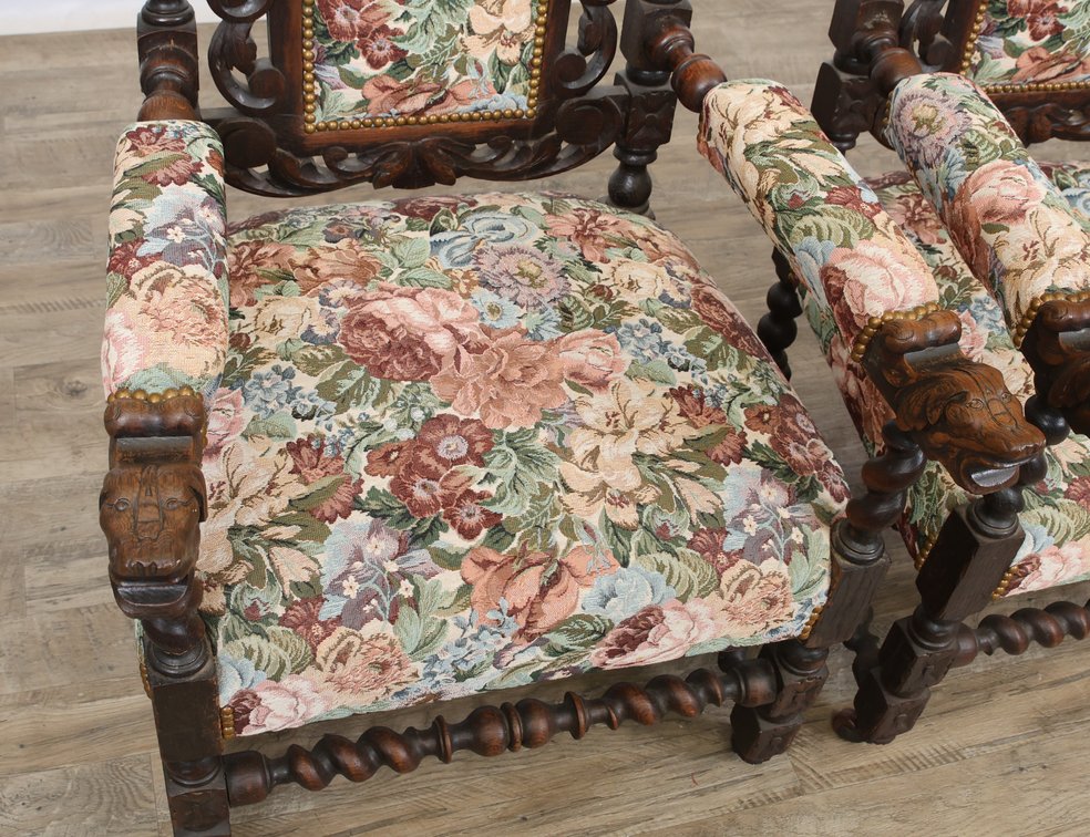 Image for Carved Oak Dining Chairs