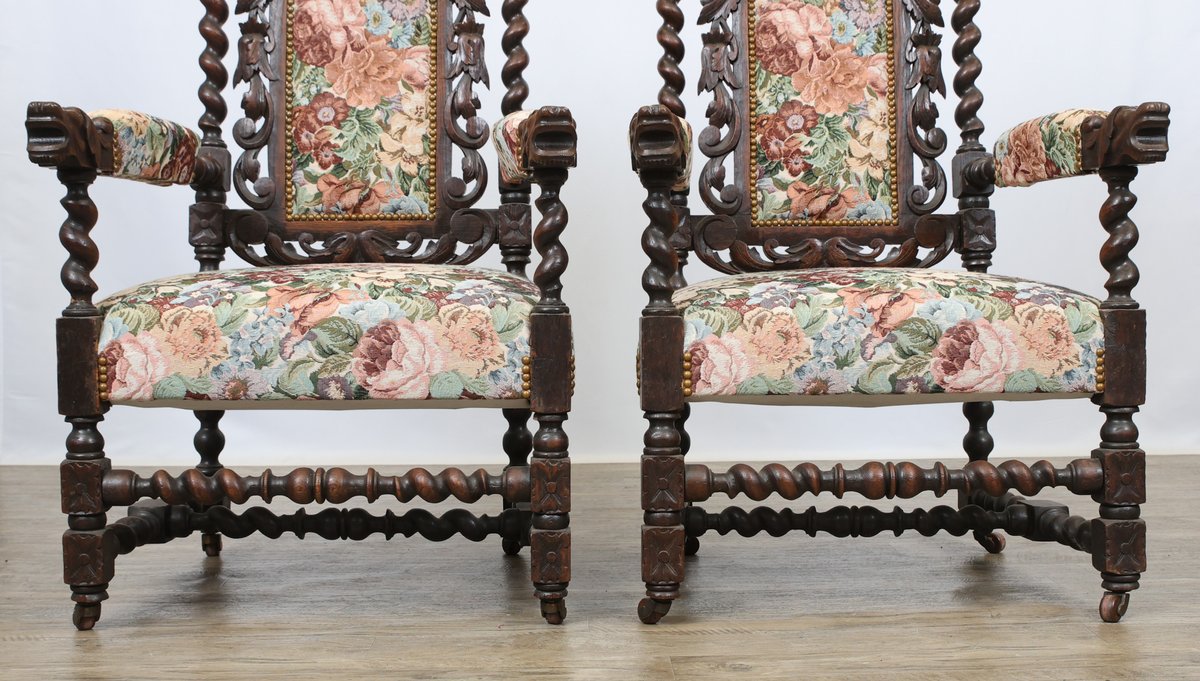 Image for Carved Oak Dining Chairs