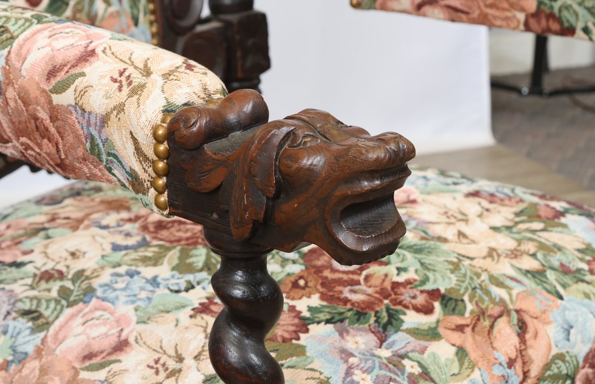 Image for Carved Oak Dining Chairs