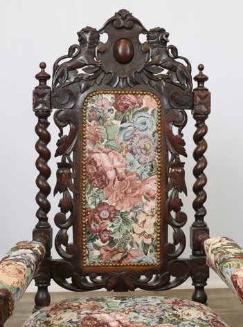 Image for Carved Oak Dining Chairs