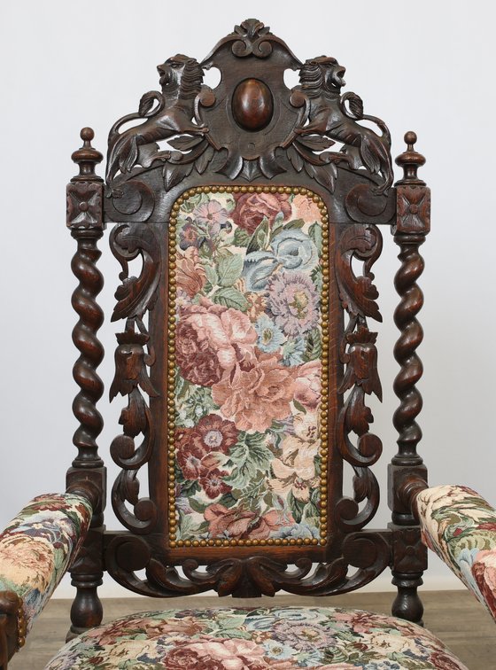 Image for Carved Oak Dining Chairs