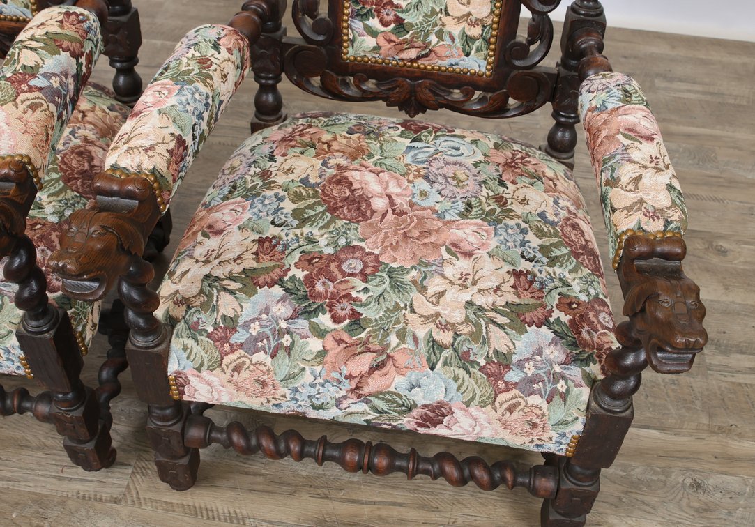 Image for Carved Oak Dining Chairs