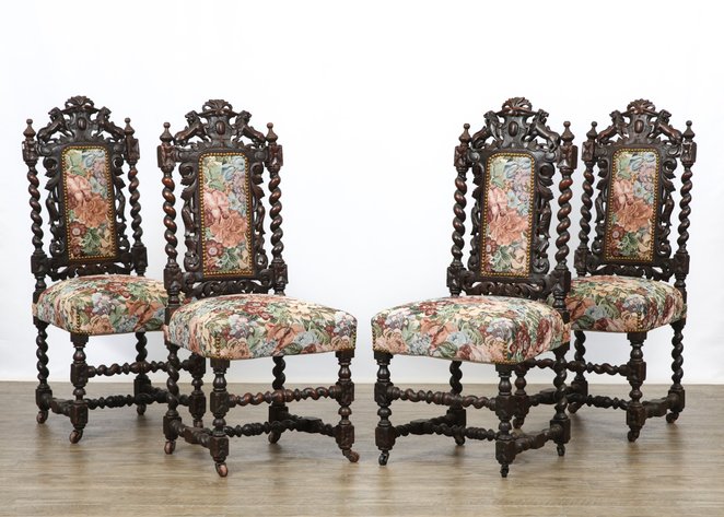 Image for Carved Oak Dining Chairs