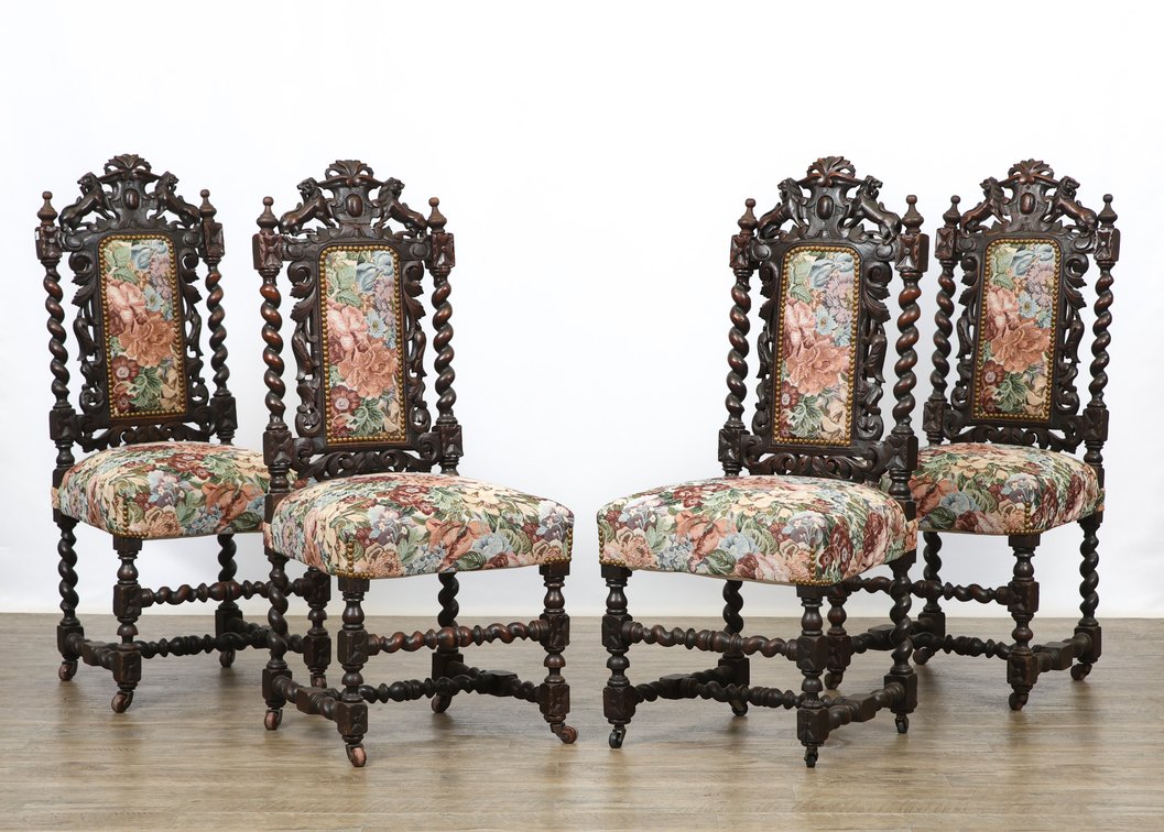 Image for Carved Oak Dining Chairs