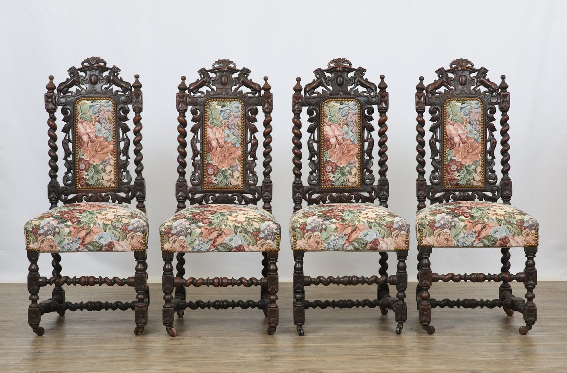 Image for Carved Oak Dining Chairs