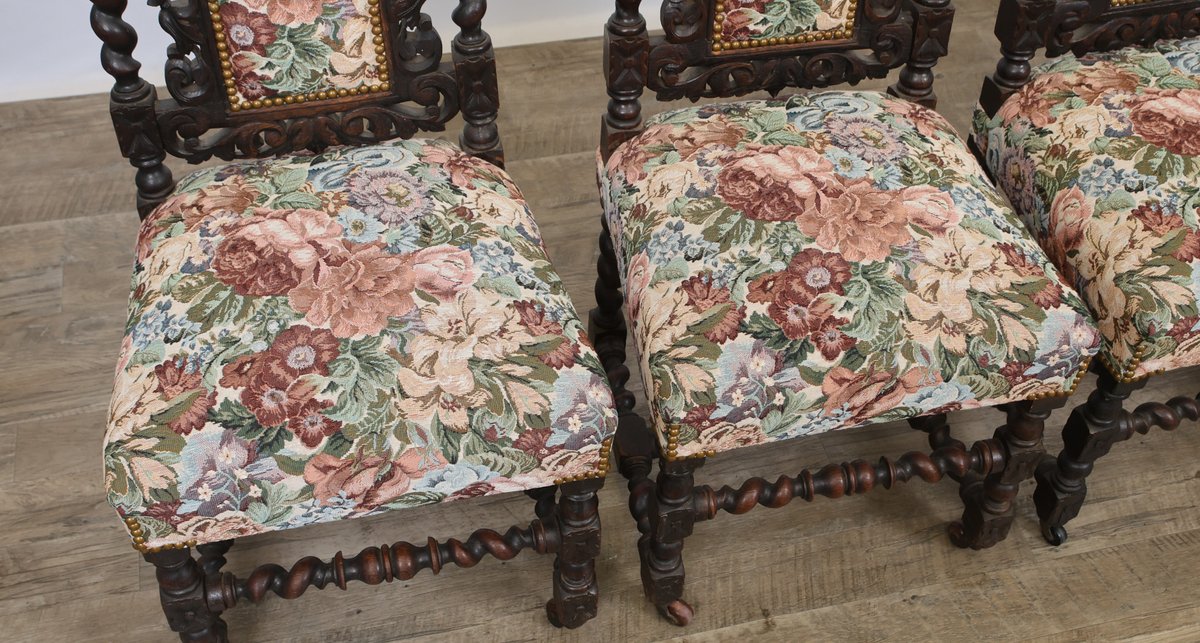 Image for Carved Oak Dining Chairs