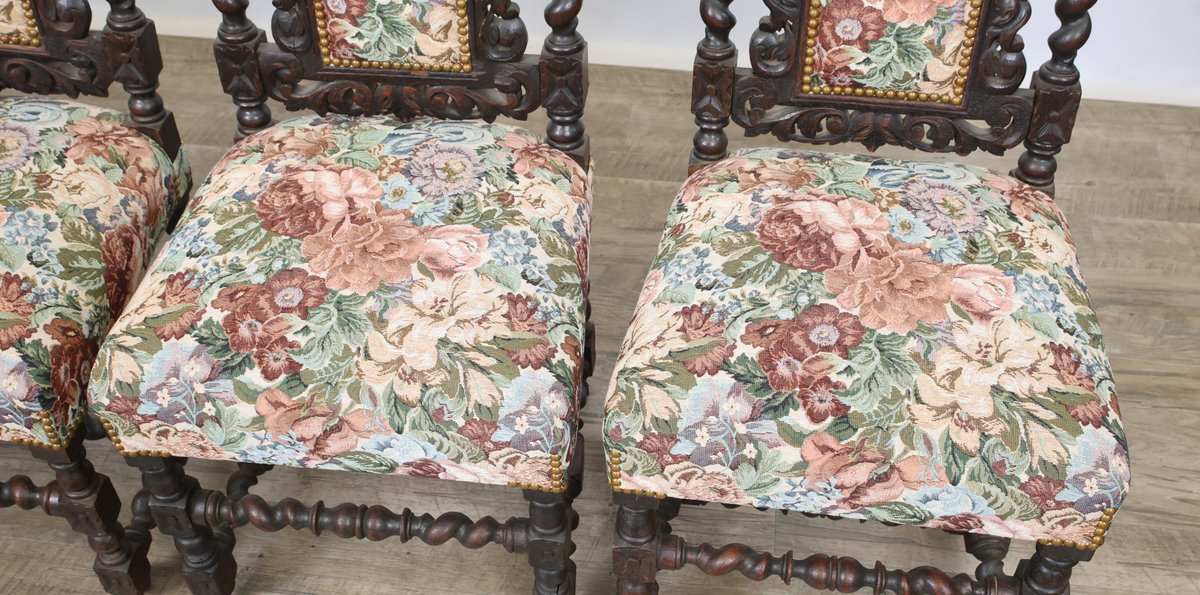 Image for Carved Oak Dining Chairs