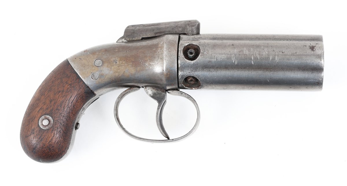 Antique Allen & Wheelock Bar Hammer Pepperbox Pistol