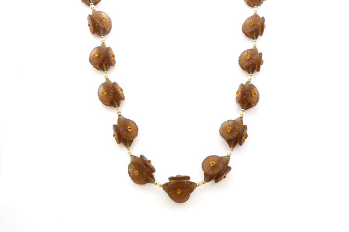 Image for Amber Glass Beaded Necklace