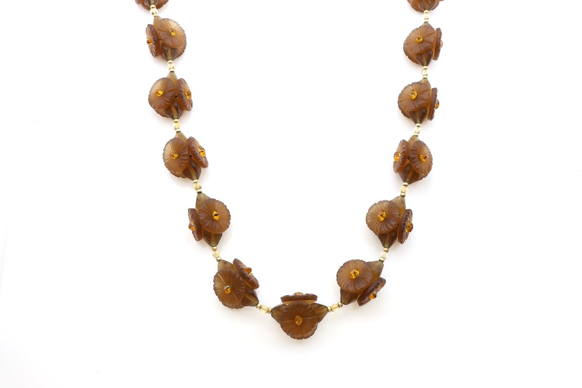 Image for Amber Glass Beaded Necklace