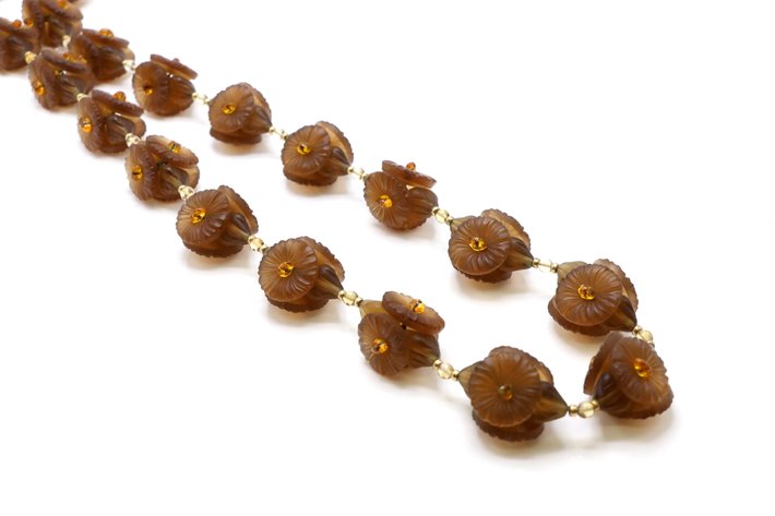 Image for Amber Glass Beaded Necklace