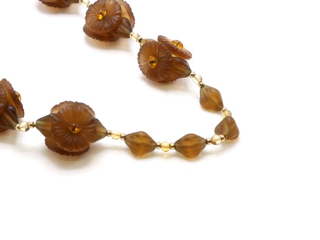 Image for Amber Glass Beaded Necklace