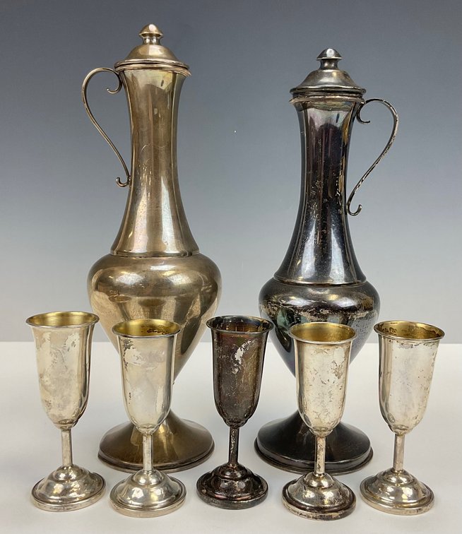 Sterling Silver Ewers and Cordials