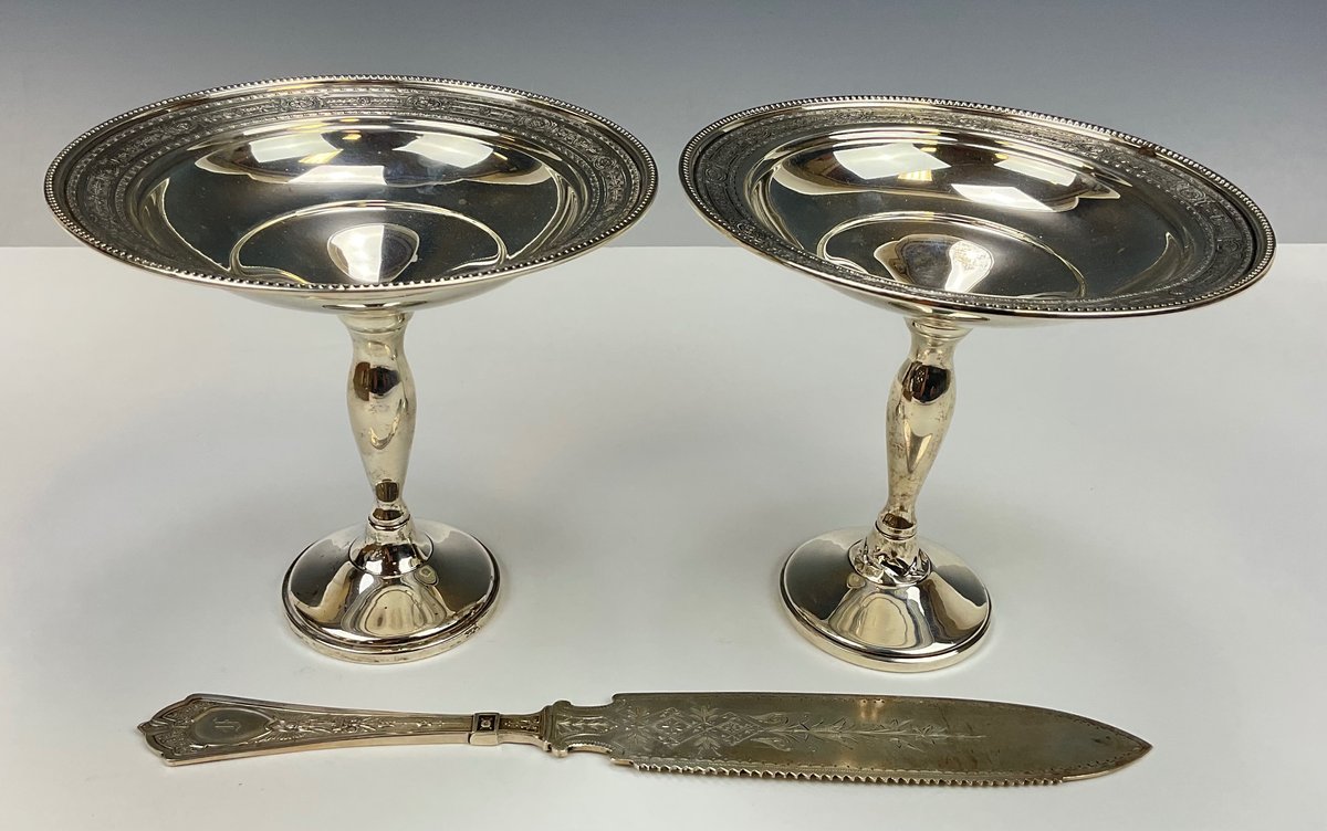 Sterling Silver Compotes and Cake Saw