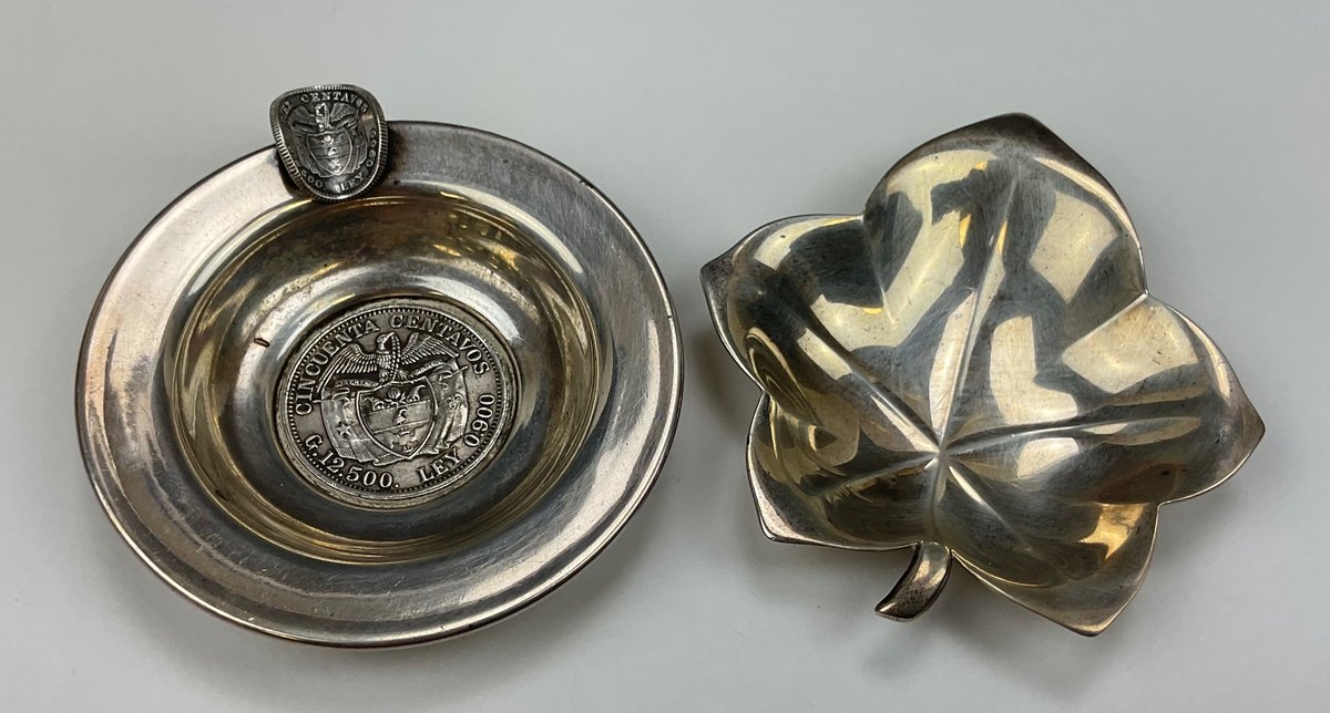 Tiffany Sterling Silver Nut Dish and Columbian Coin Silver Ashtray