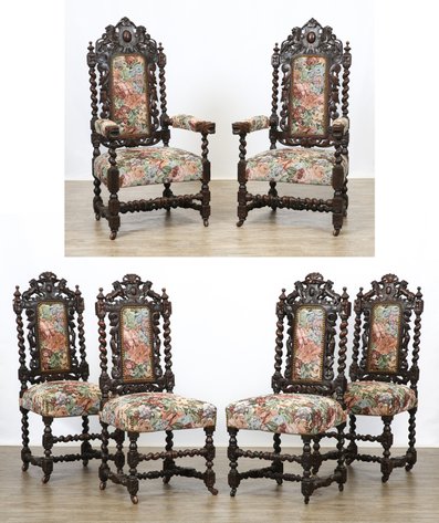 Image for Carved Oak Dining Chairs
