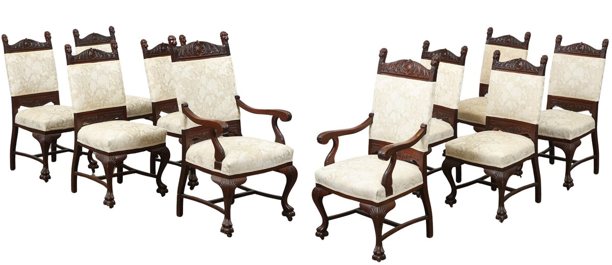 Image for R.J. Horner and Co. Carved Lion's Head Dining Chairs