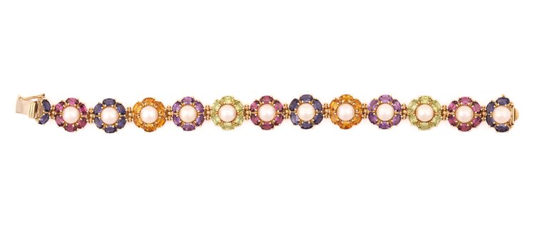 Image for 14K YG Gemstone & Pearl Bracelet