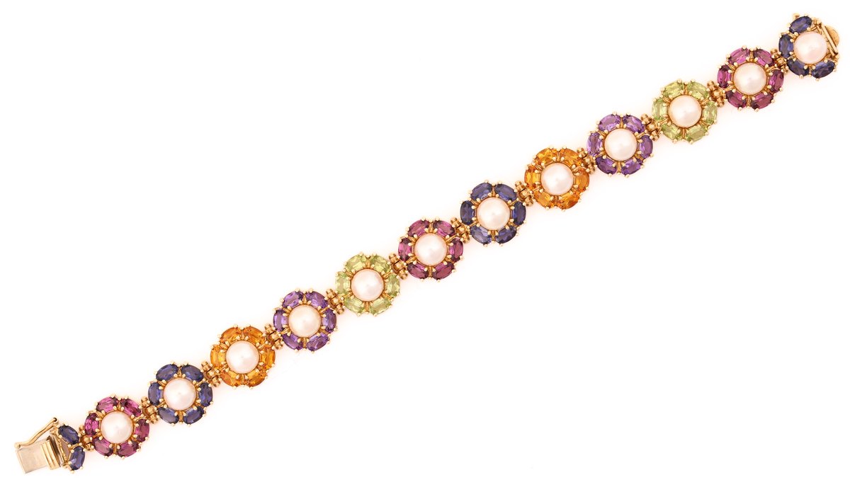 Image for 14K YG Gemstone & Pearl Bracelet