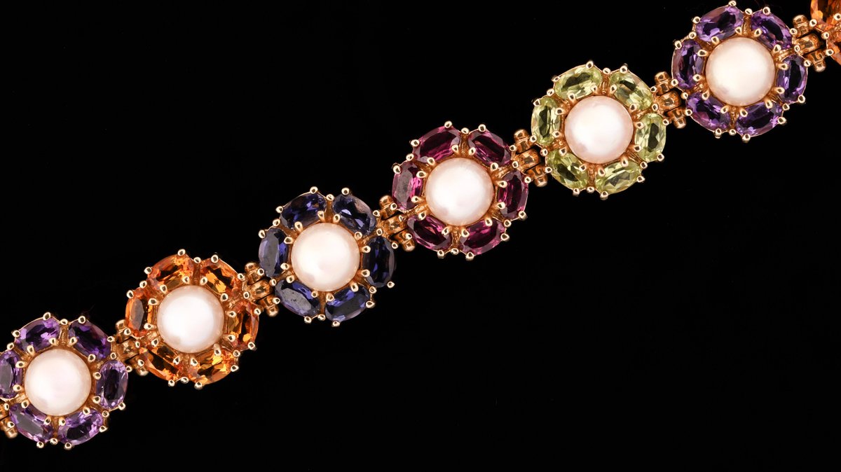 Image for 14K YG Gemstone & Pearl Bracelet