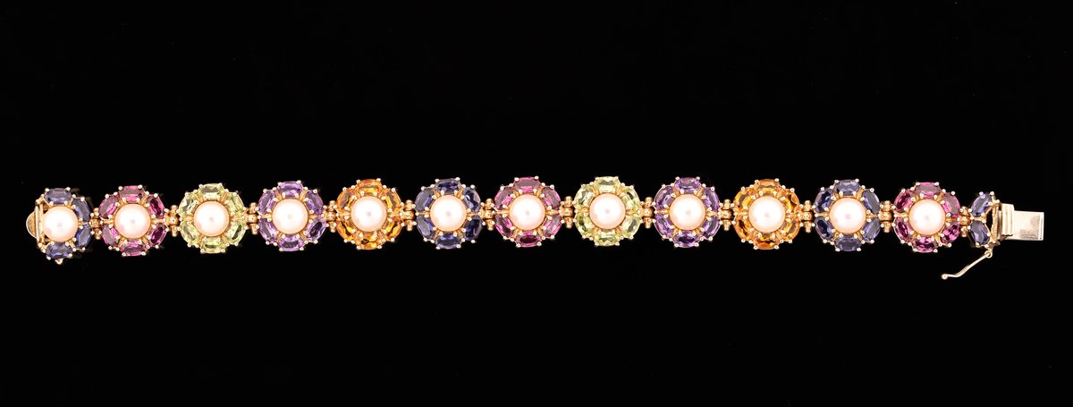 Image for 14K YG Gemstone & Pearl Bracelet