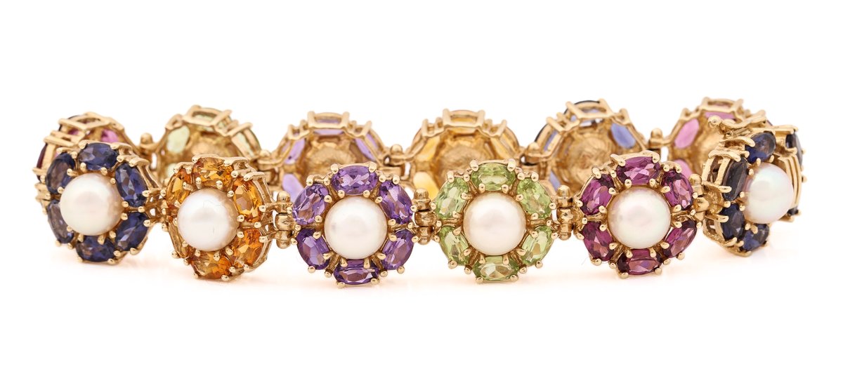Image for 14K YG Gemstone & Pearl Bracelet